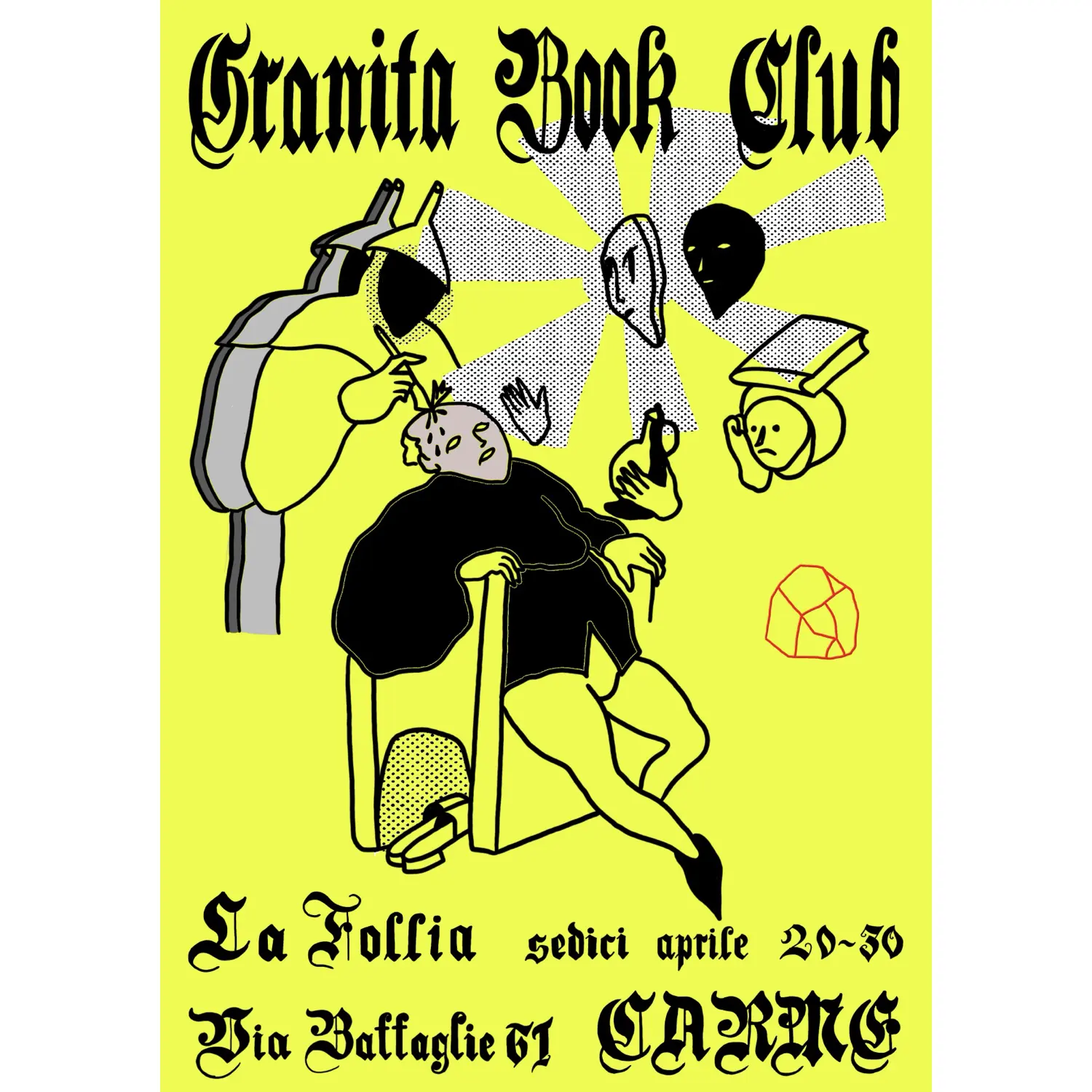 Locandina «La Follia» per Granita Book Club a Carme, illustrazione di Eddie — S.R.G.
