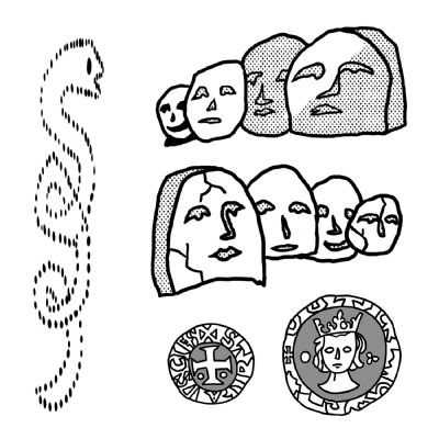 moneta medioevo teste pietra serpente  moneta medioevo teste pietra serpente 