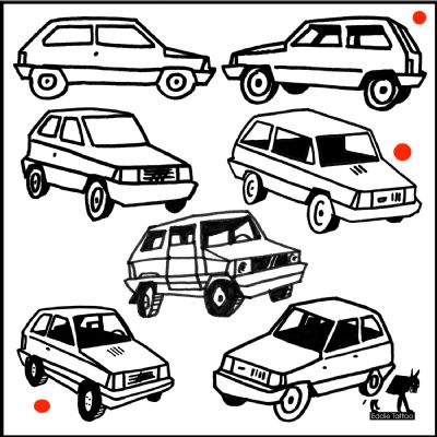 panda fiat auto car bad tattoo outline  panda fiat auto car bad tattoo outline 