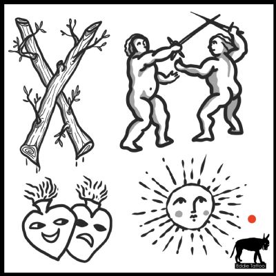 Rami putti duello medieval tattoo cuore sacro sole Sun brescia Rami putti duello medieval tattoo cuore sacro sole Sun brescia