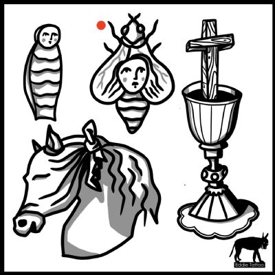 Cavallo horse pupa medieval calice croce insetto Cavallo horse pupa medieval calice croce insetto