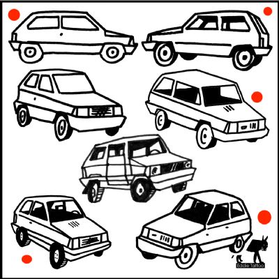 panda fiat auto car bad tattoo outline  panda fiat auto car bad tattoo outline 